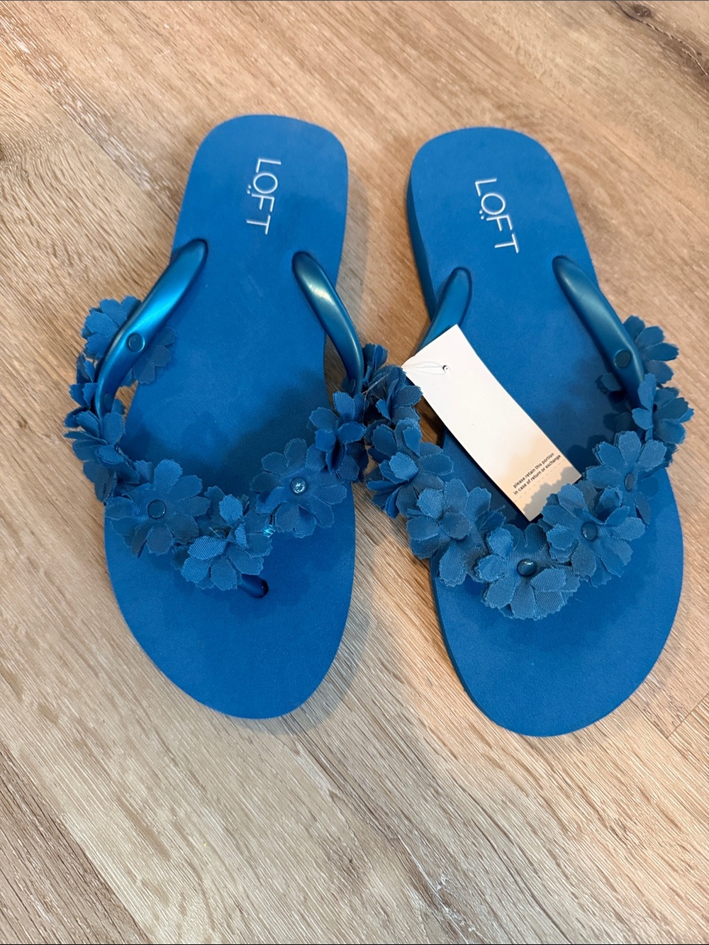 LOFT Blue Floral Flip Flop Sandals